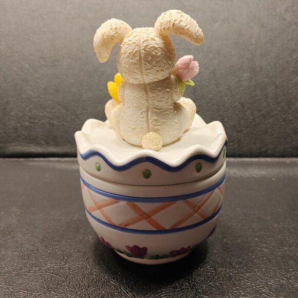 VINGAGE HOUSTON HARVEST EATER BUNNY & BABY CHICK CANDY DISH - Picture 2 of 9